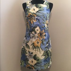 DONATED Blue/Green Tropical Floral Print Dress